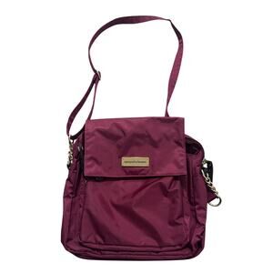Samantha Brown Wine Burgundy Nylon Adjustable Travel Crossbody Clutch Bag NWOT